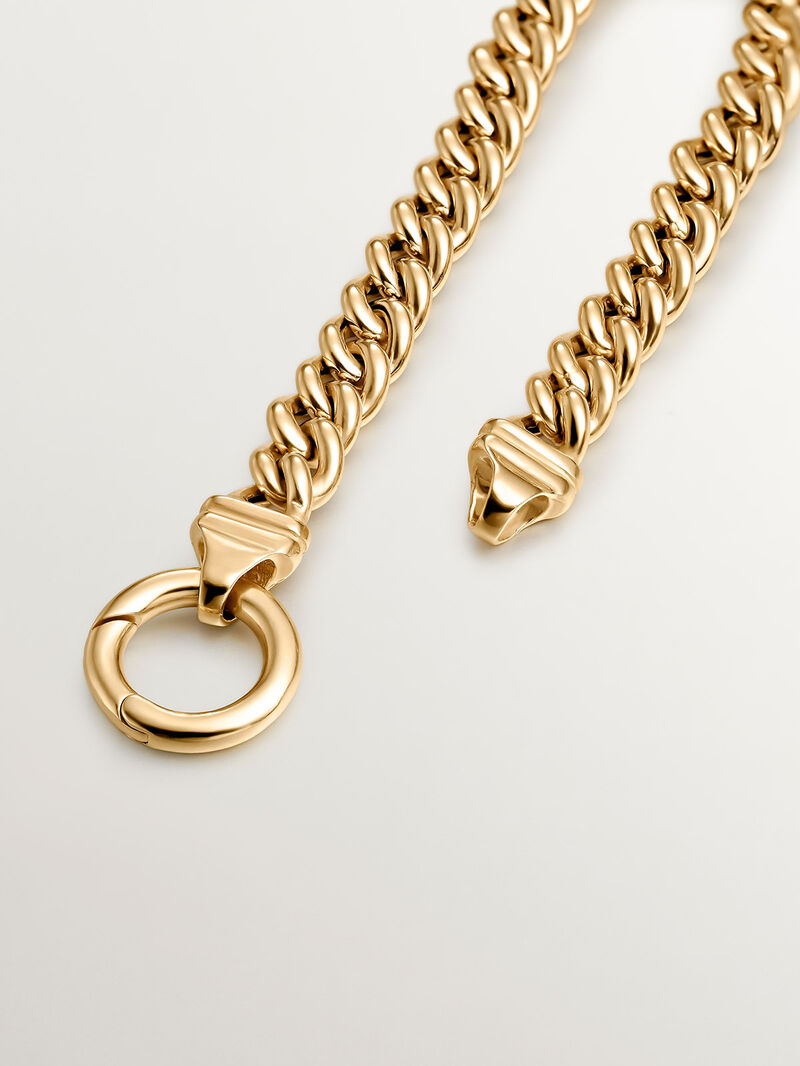 Barbados link chain bracelet in 925 silver plated in 18K yellow gold. image number 4