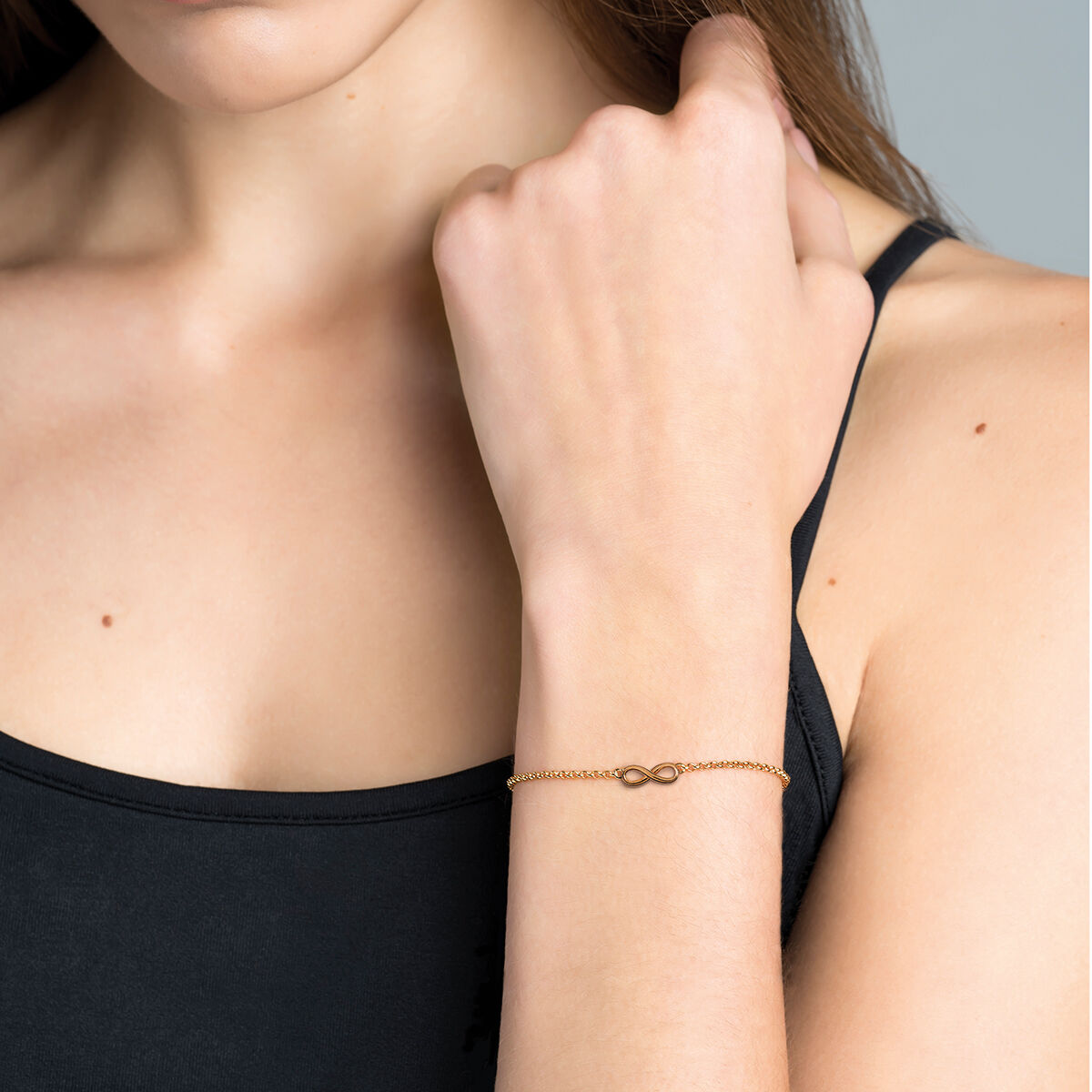 Pulsera infinito oro rosa , J01246-03, hi-res