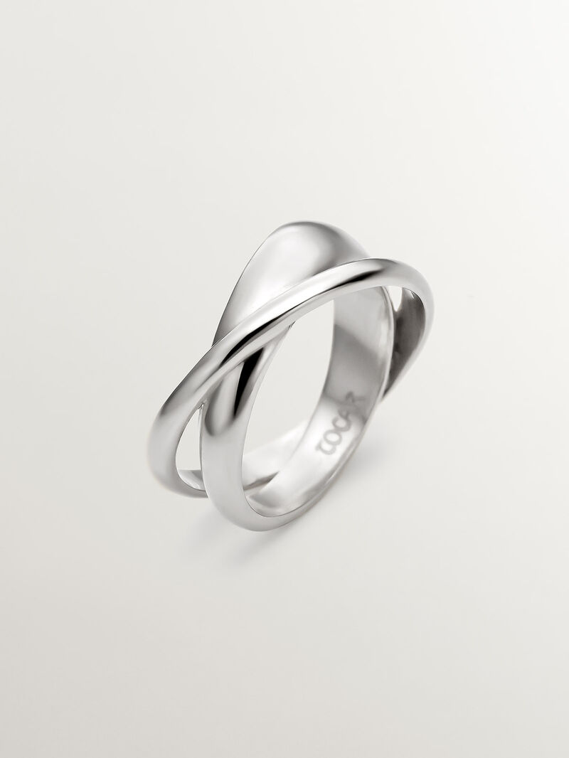 925 Silver Double Crossed Ring image number 0