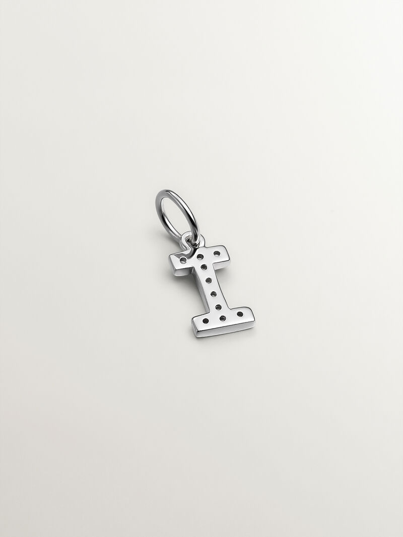 925 Silver Charm with White Topaz Initial I image number 1