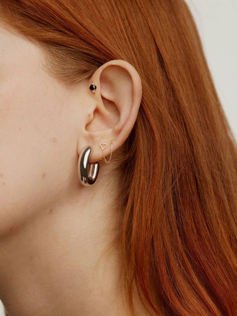 18K yellow gold piercing in the shape of a beetle with onyx and diamonds. image number 5
