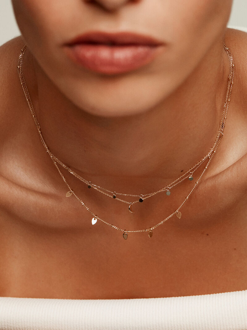 18K Yellow Gold plated 925 Silver Necklace with leaves image number 4