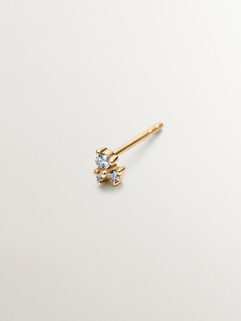 Individual 9K yellow gold earring with diamonds. image number 2