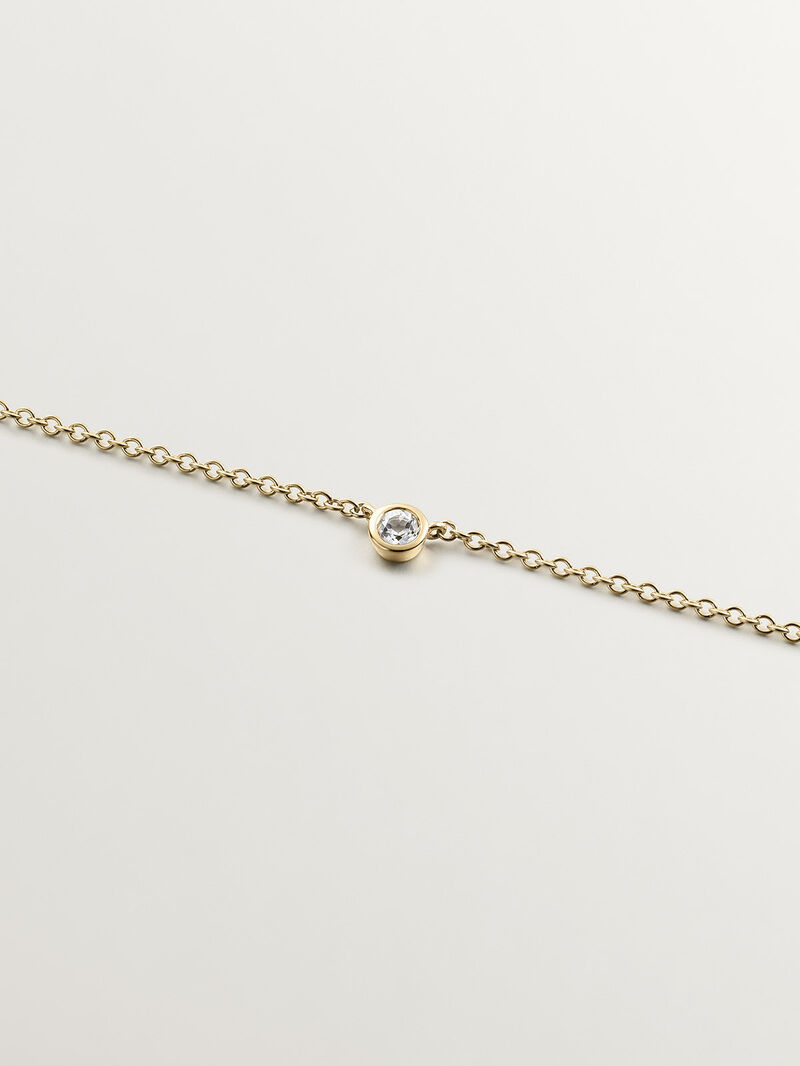 Single 925 silver pendant bathed in 18K yellow gold with white topaz image number 2