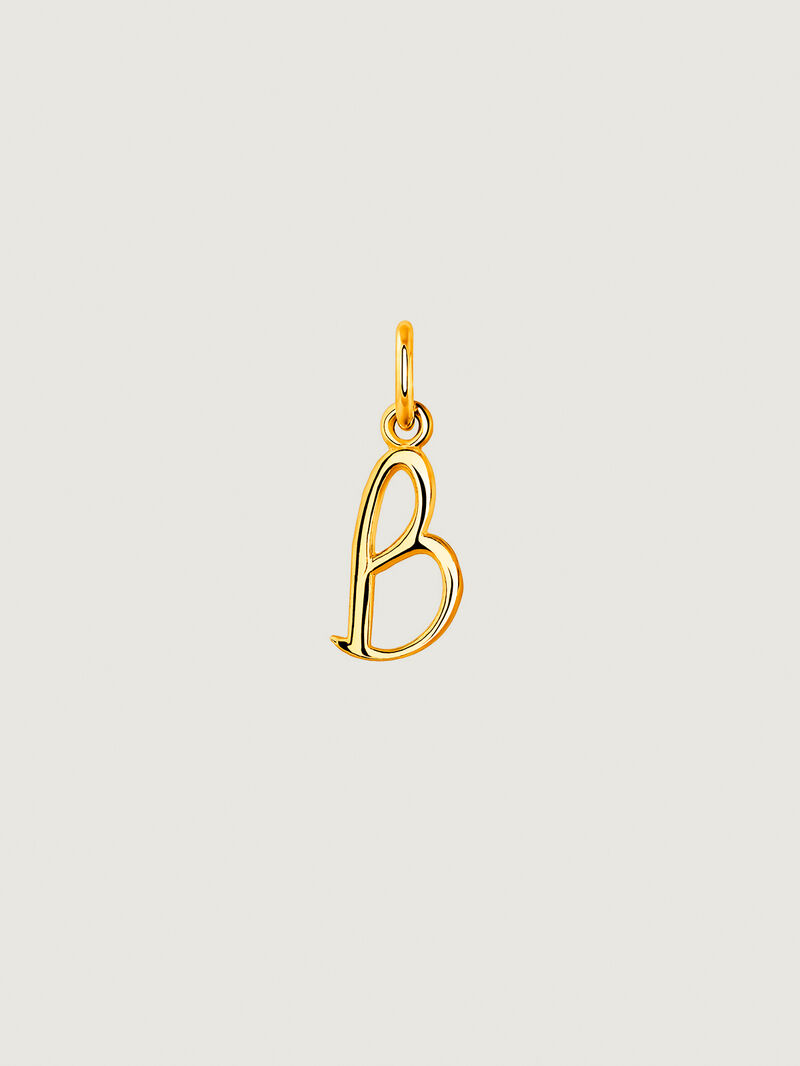 18K Yellow Gold Plated 925 Silver Charm with Initial B image number 0