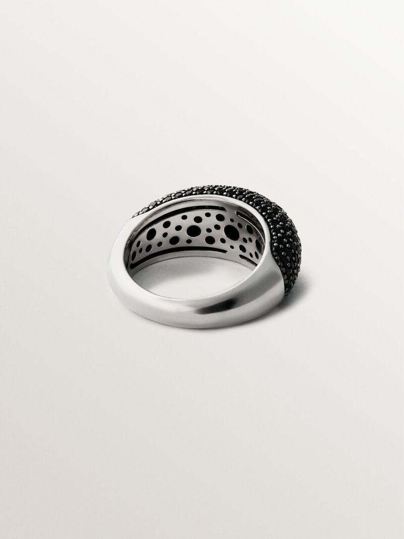 925 silver ring with paved black spinels image number 4