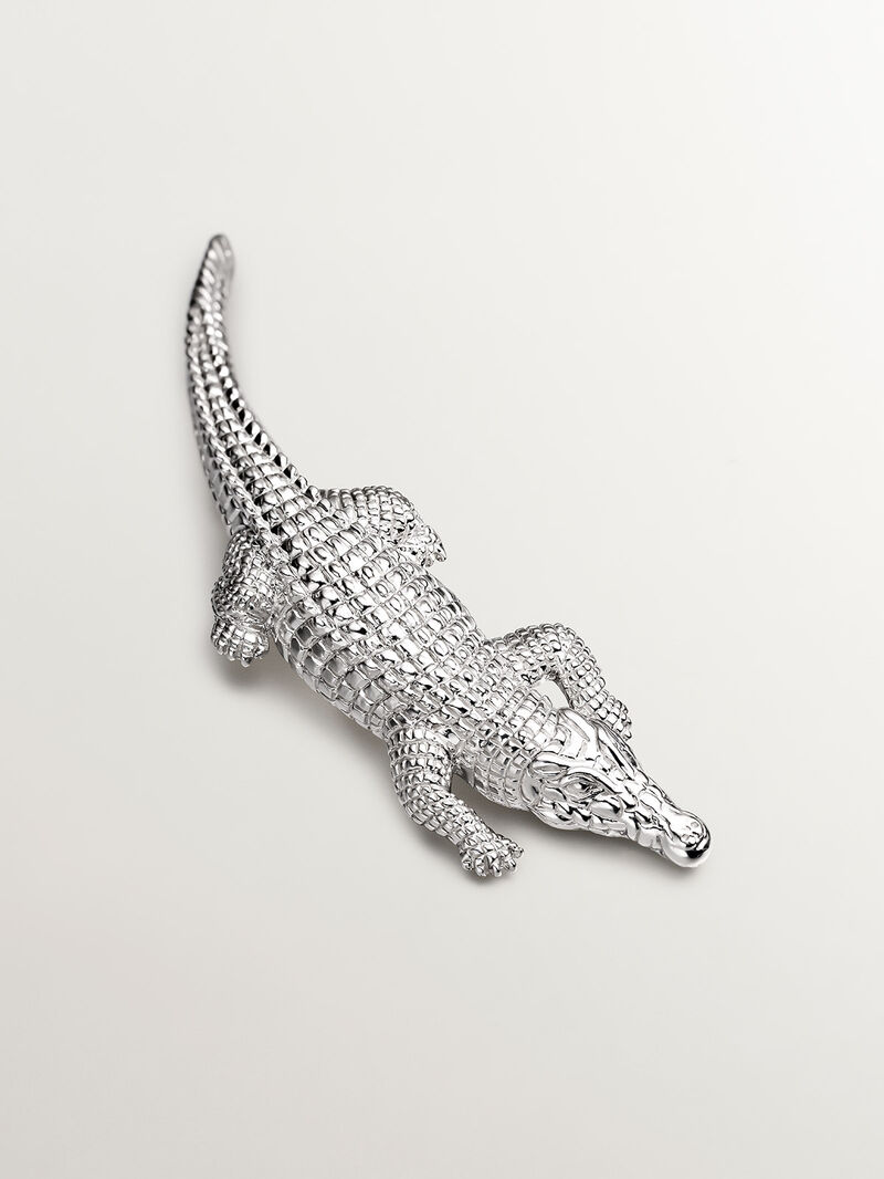 925 silver brooch bathed in 18K yellow gold shaped like crocodile image number 2