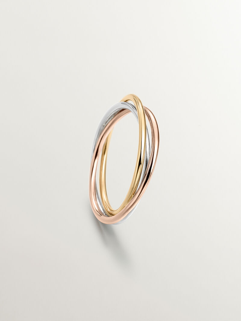 9K White, Yellow and Rose Gold Triple Ring image number 4