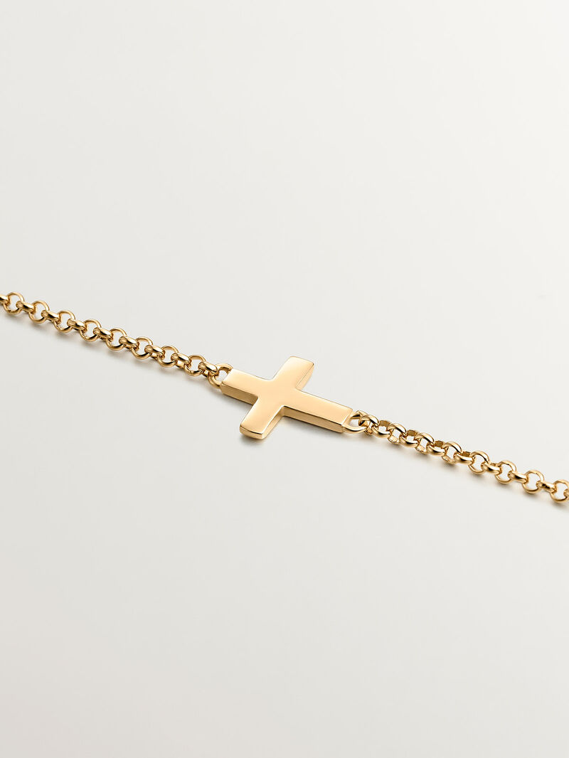 925 Silver bracelet bathed in 18K yellow gold with cross image number 2