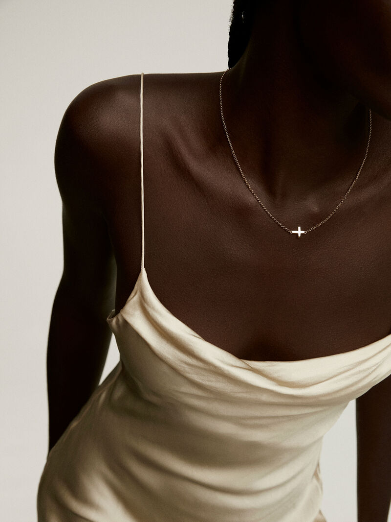 925 Silver pendant bathed in 18K yellow gold with a cross image number 3