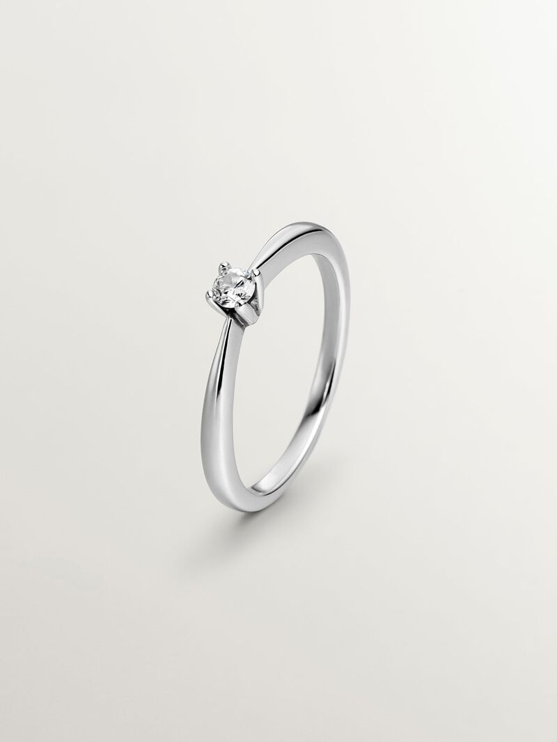 18K White Gold Solitaire Ring with a 0.08 cts Diamond. image number 0