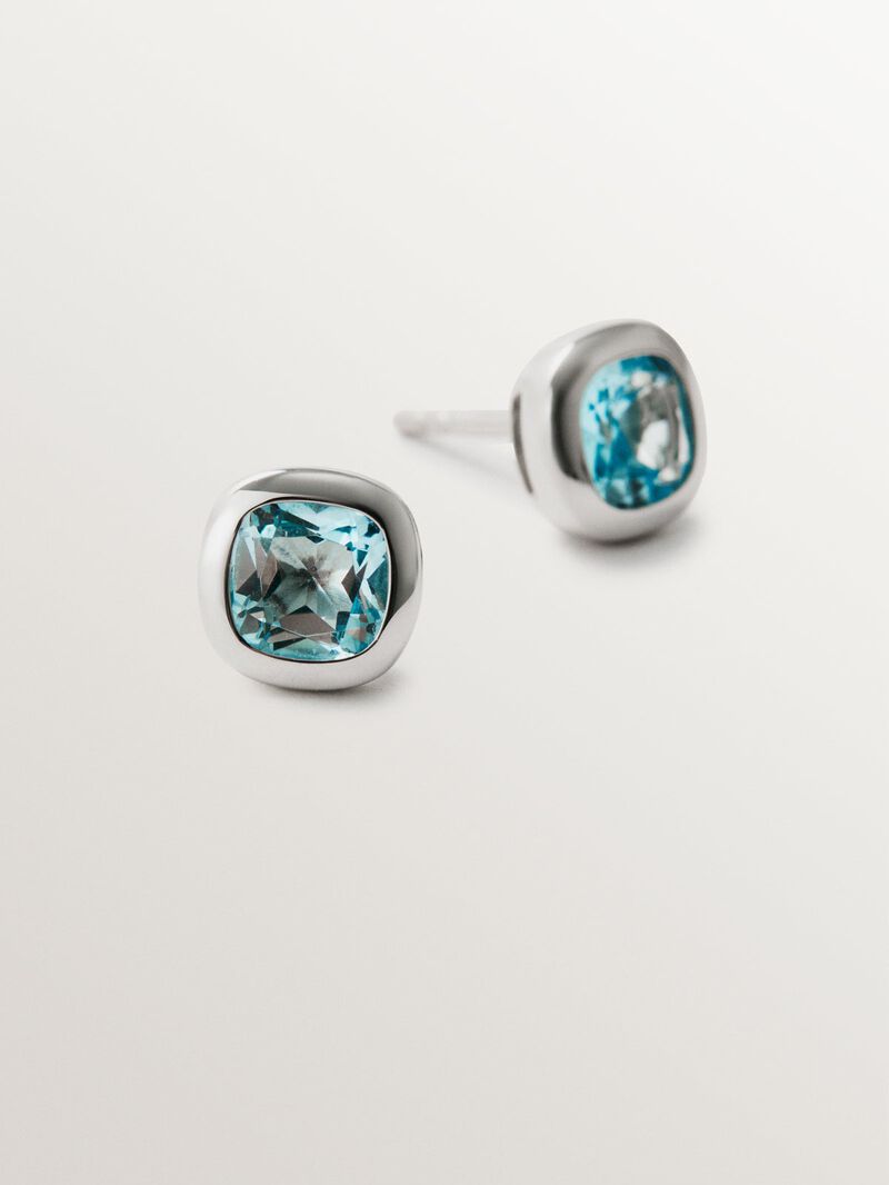 925 silver earrings with 2 sky blue topazes image number 4