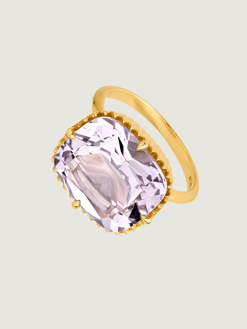 18K Yellow Gold Plated 925 Silver Cocktail Ring with Pink Amethyst image number 0