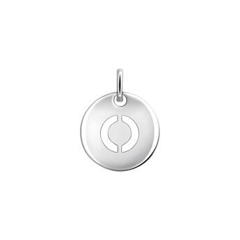 Silver O initial medallion charm  , J03455-01-O,mainproduct