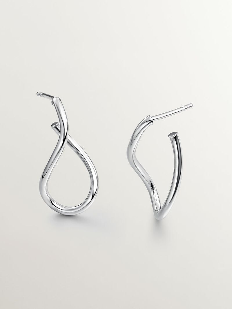 Medium wavy hoop earrings made of 925 silver image number 2