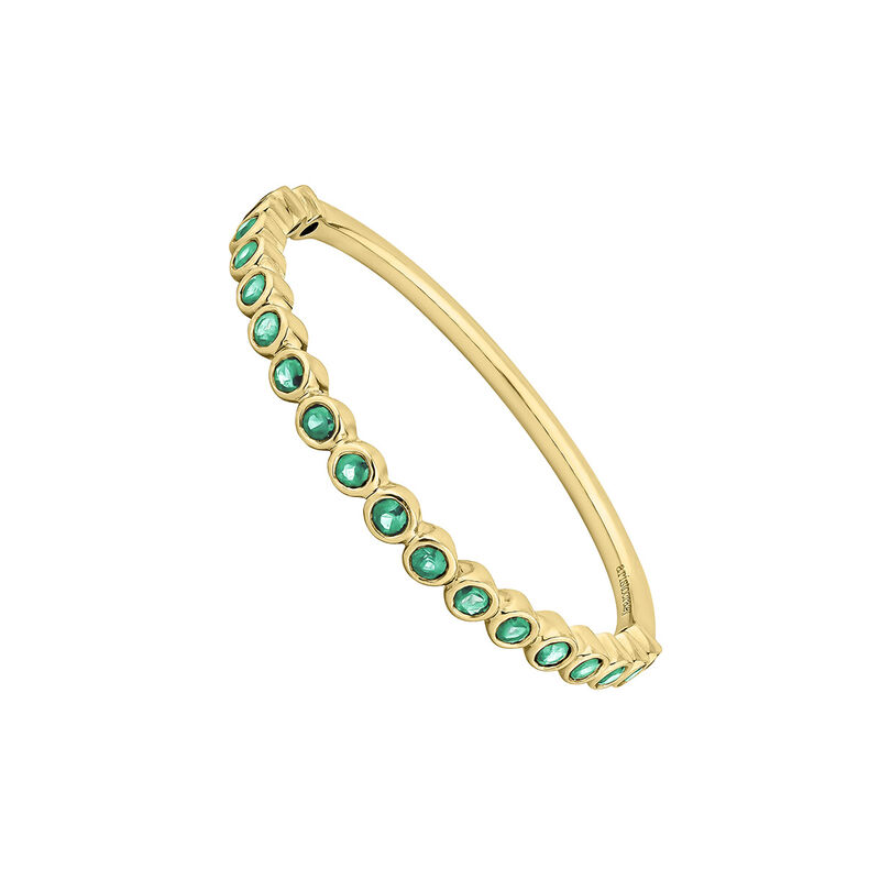9 ct gold bezel-set emerald ring, J04975-02-EM, hi-res