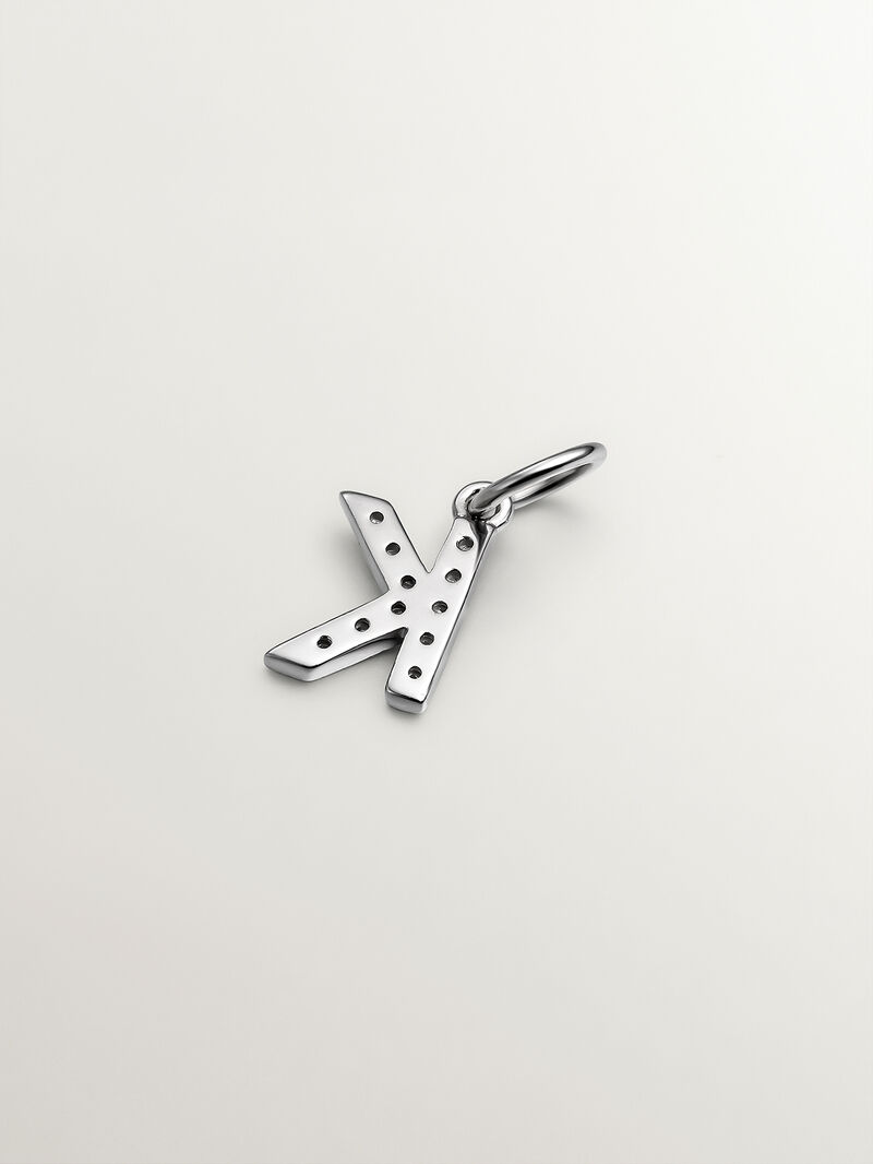 925 Silver Charm with White Topaz Initial K image number 1