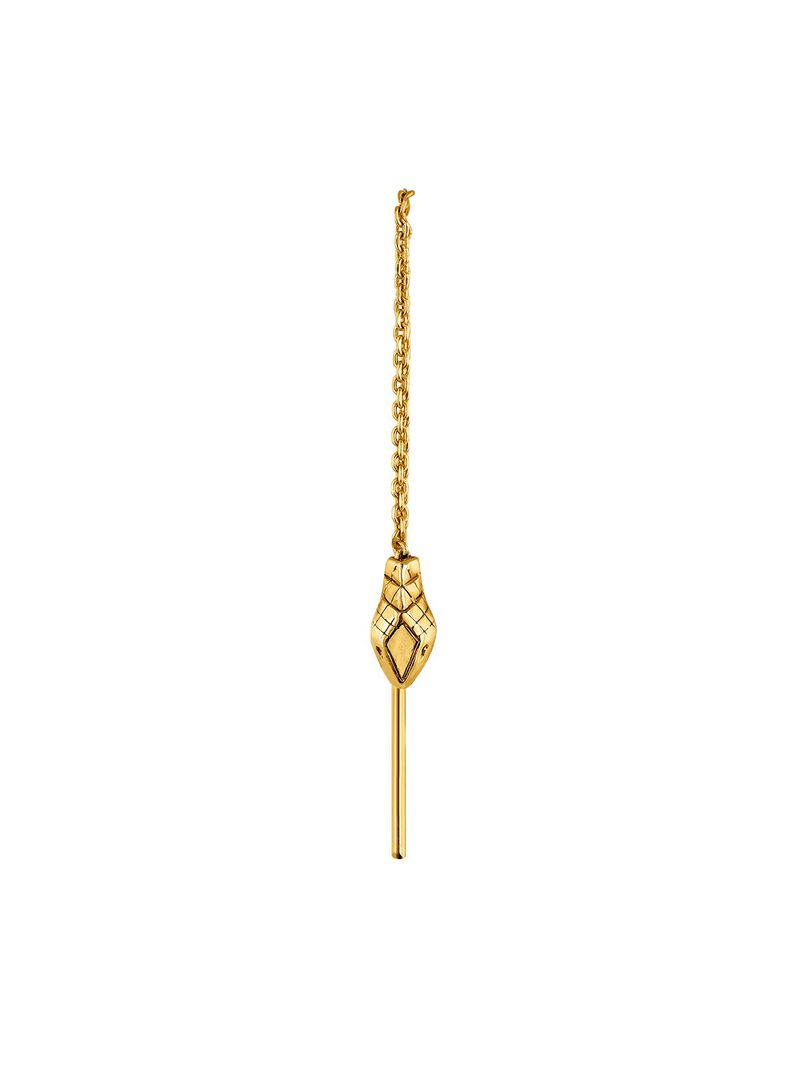 Individual 925 silver earring bathed in 18K yellow gold with a snake head. image number 2