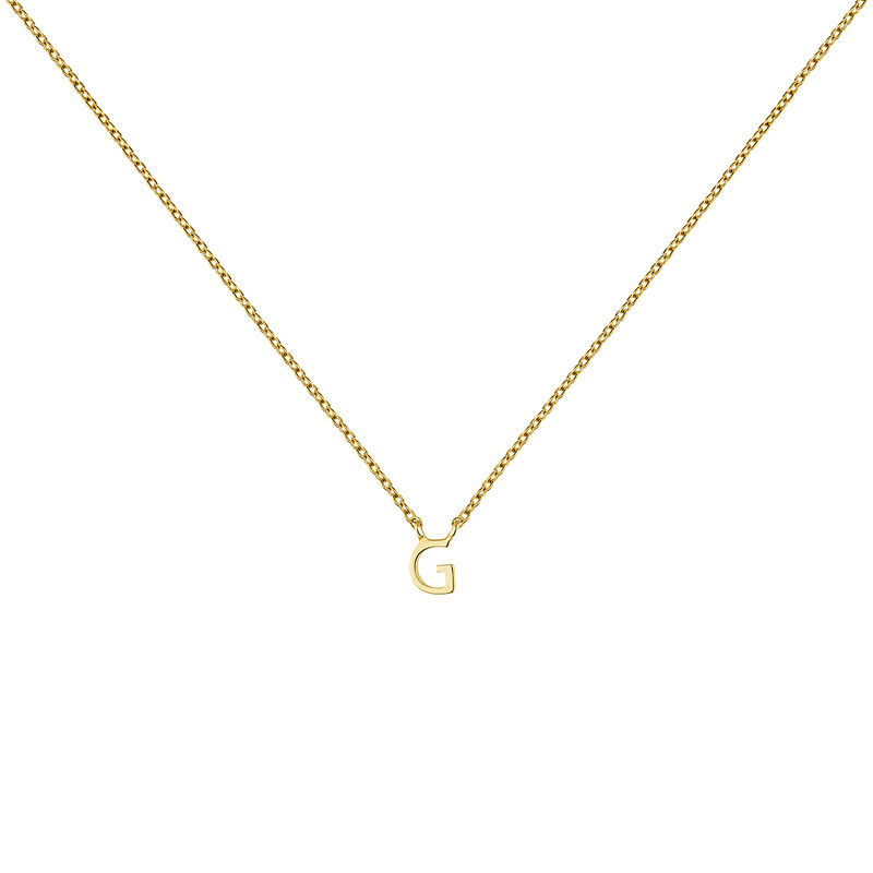 Gold Initial G necklace , J04382-02-G, hi-res