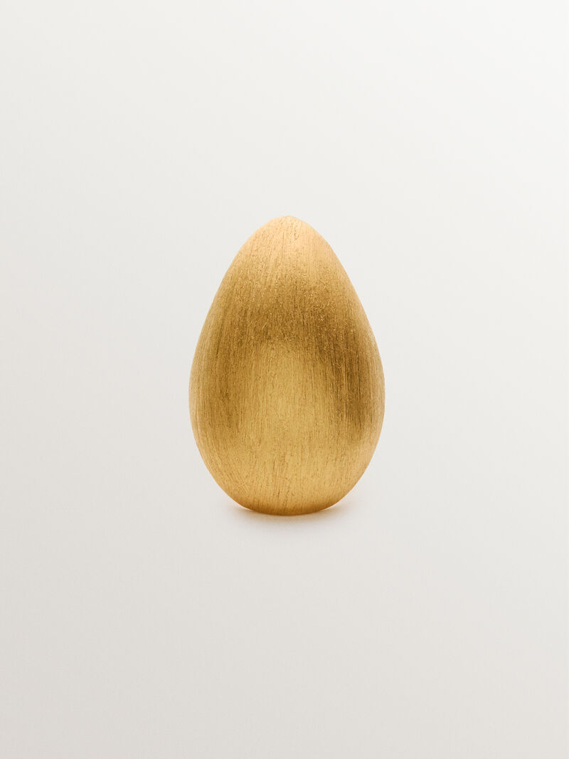 Oval ring in 18K yellow gold plated 925 silver with texture image number 2