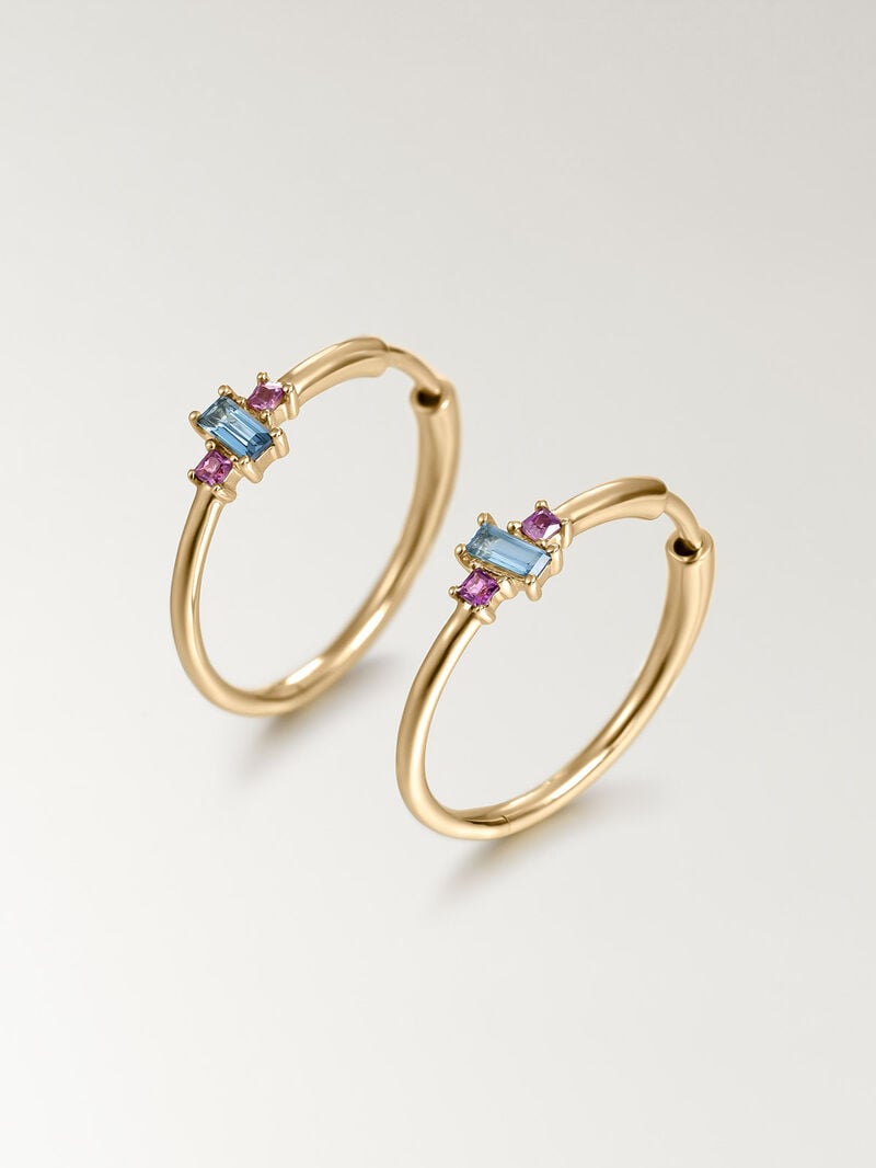 925 Silver Tieinillo Ring in 18K Yellow Gold with London and White Blue Topacios image number 4