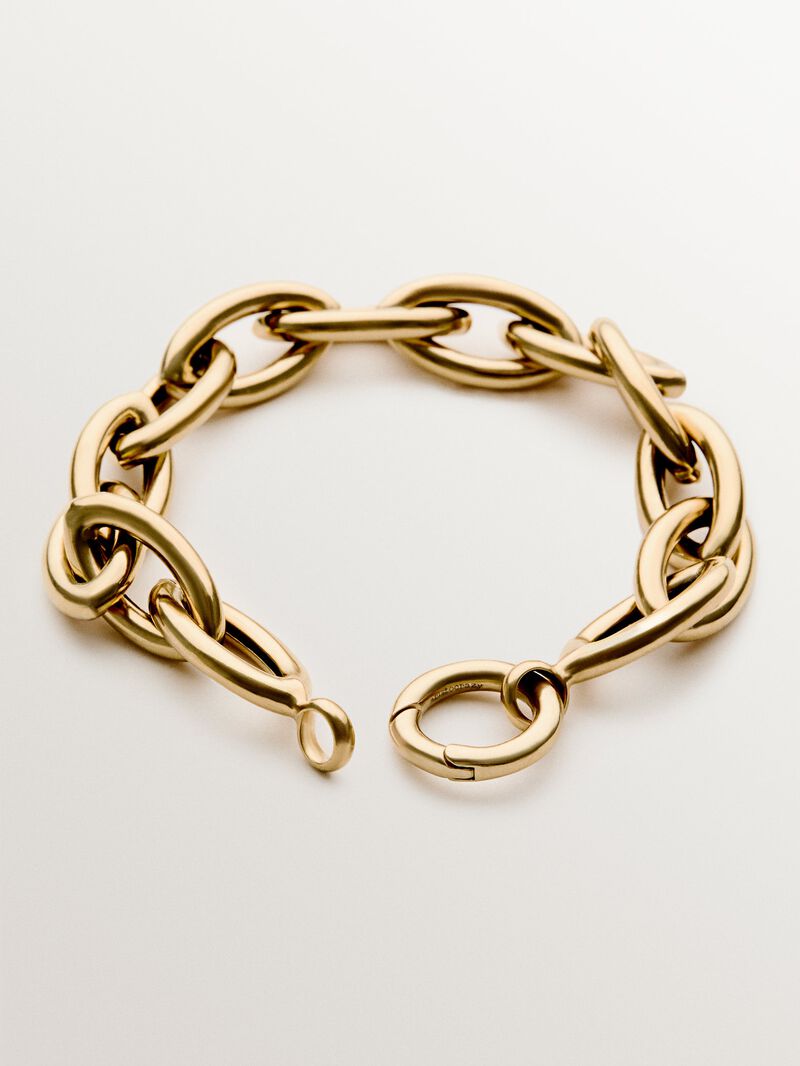 18K yellow gold plated 925 silver bracelet with oval links image number 2
