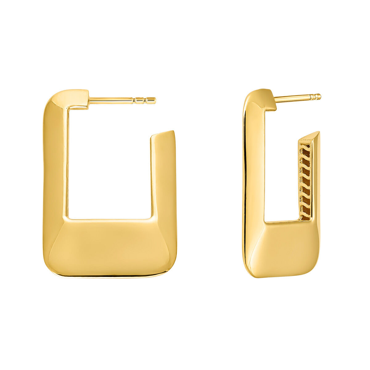 Square hoop earrings in 18k gold-plated silver, J05142-02, hi-res
