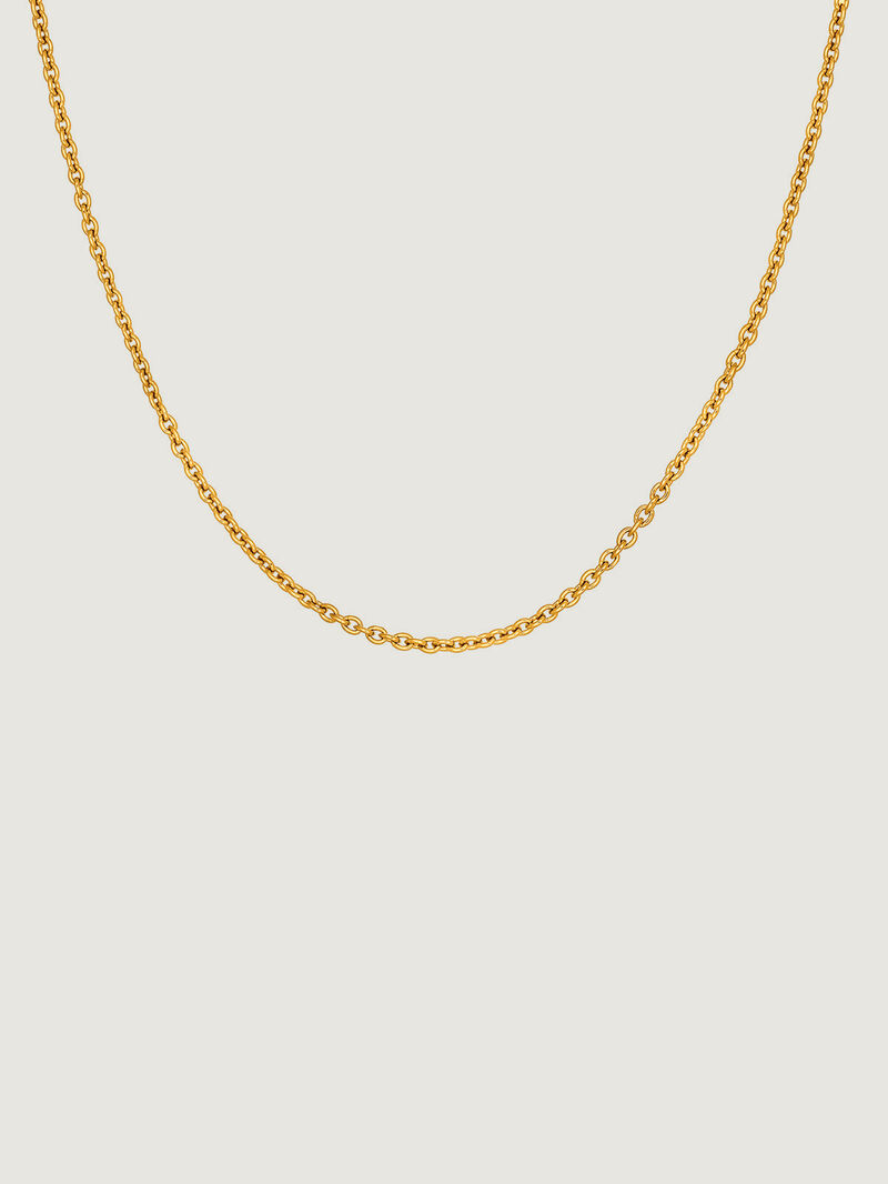 Simple adjustable 925 silver chain bathed in 18K yellow gold. image number 0