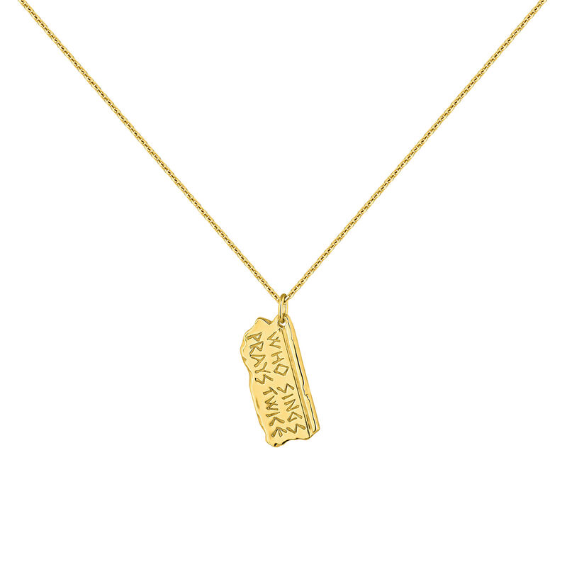 Gold plated hieroglyph necklace, J04717-02, hi-res