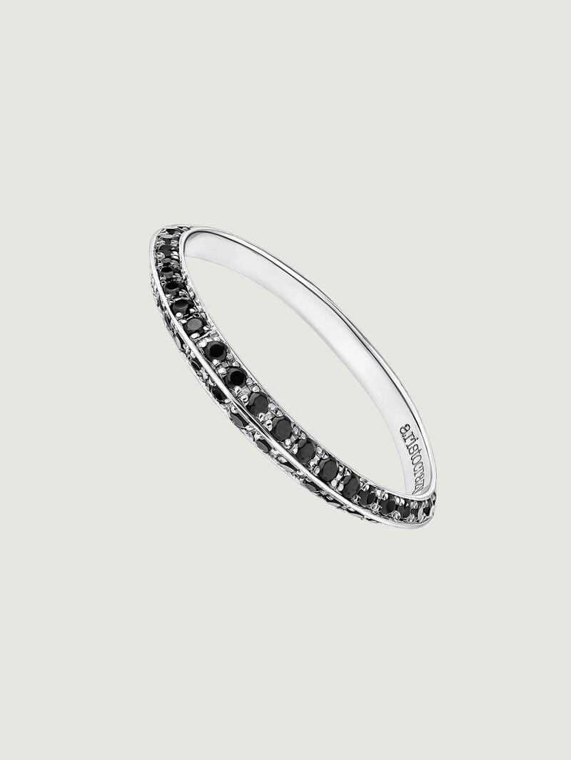 927 Silver Ring with Black Spinels image number 0