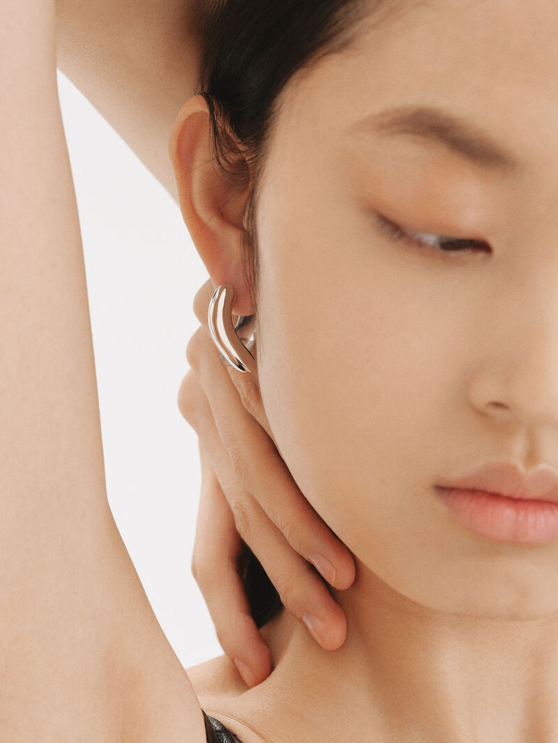 925 silver hoop earrings with zircons suspended in resin image number 3