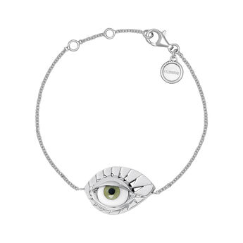 Silver green eye bracelet , J04402-01-GE,hi-res