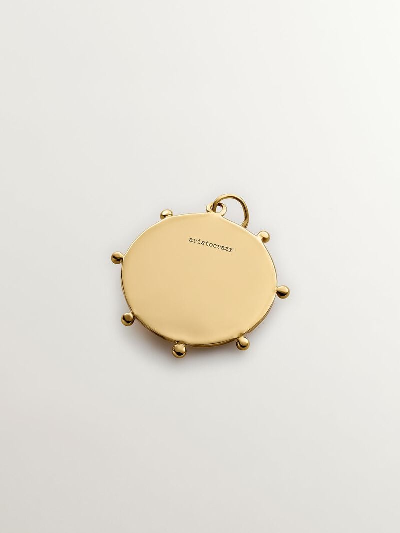 925 Silver charm bathed in 18K yellow gold with enamel heart. image number 2