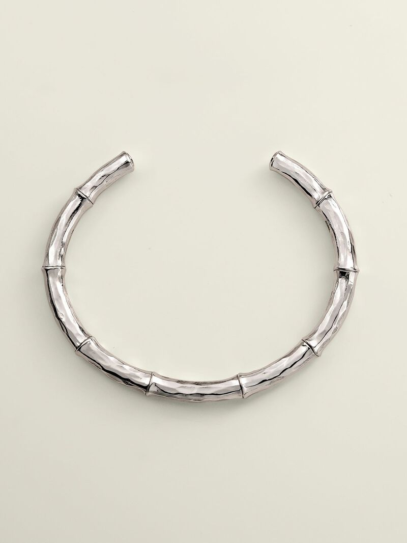 Bangle type bracelet made of 925 silver with bamboo texture. image number 6