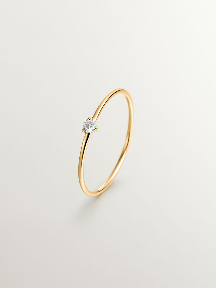 Anillo solitario diamante 0,048 ct oro , J04437-02, hi-res