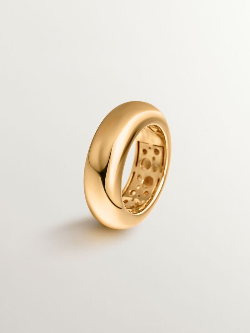 925 thick silver ring in 18k yellow gold image number 0