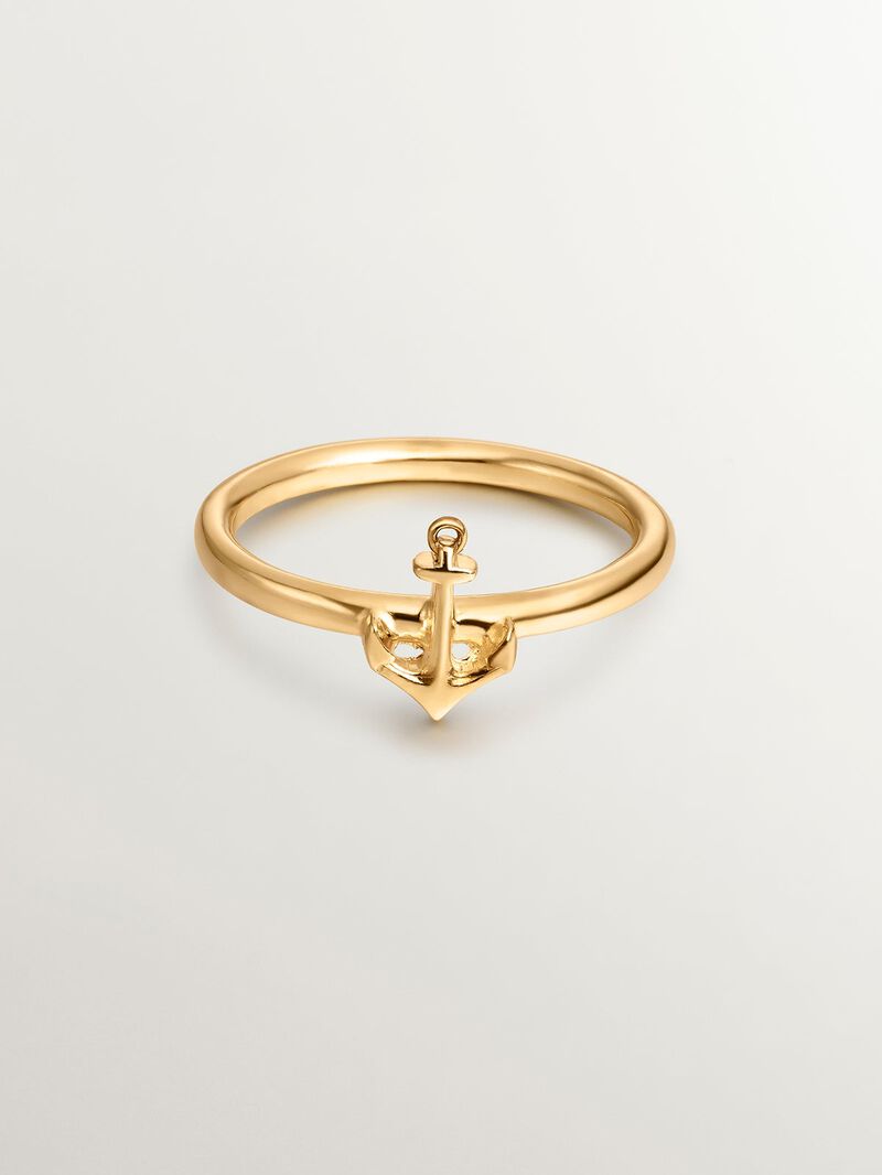 Silver ring bathed in yellow gold on anchor image number 2