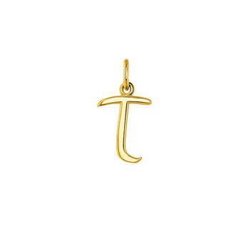 Gold-plated silver T initial charm  , J03932-02-T,hi-res