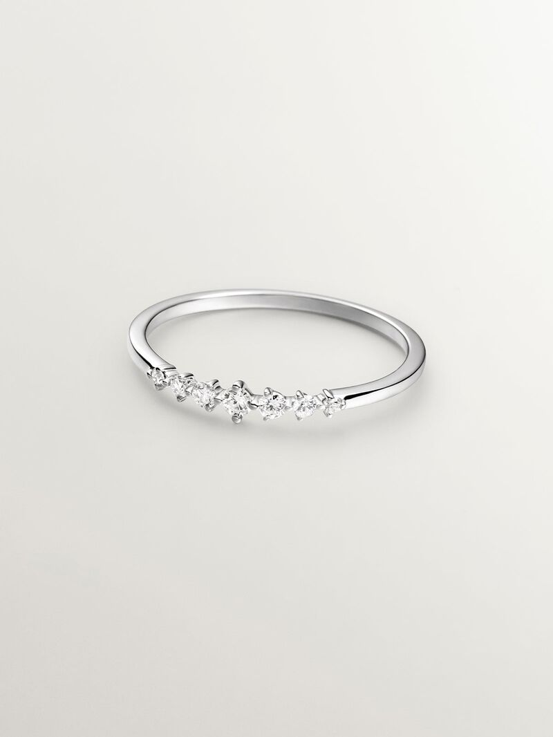 18K white gold ring with brilliant cut diamonds image number 2