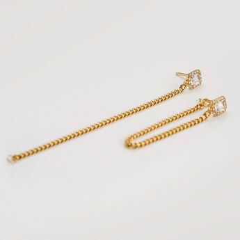 Gold-plated silver topaz chain earring, J04925-02-WT, mainproduct