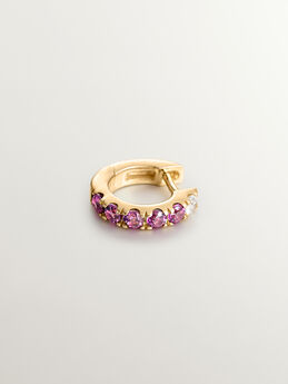 Boucle d'oreille saphir et rhodolite argent plaqué or , J04836-02-WS-RO-H, mainproduct