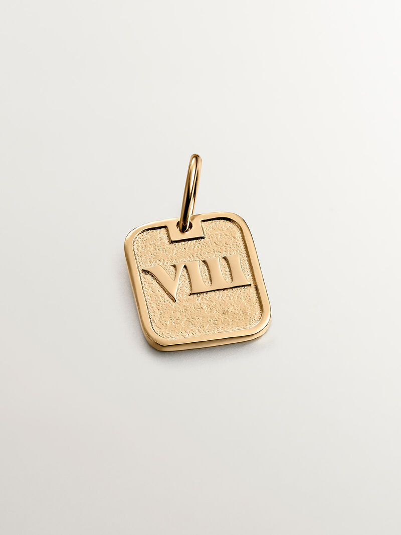 925 silver charm bathed in 18k yellow gold with number 8 image number 0