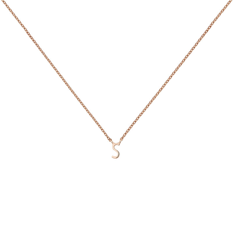 Rose gold Initial S necklace, J04382-03-S, hi-res