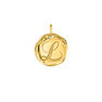 Charm medalla inicial L artesanal plata recubierta oro , J04641-02-L