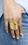 Anillo geométrico mimbre plata recubierta oro , J04413-02