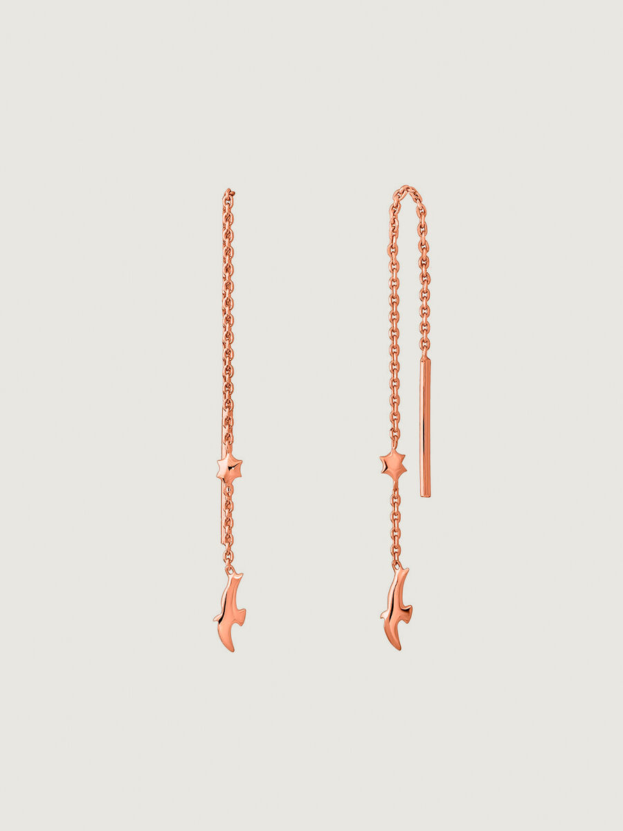 Boucles d'oreilles argent plaqué or rose motif colombe et étoile , J04609-03, hi-res