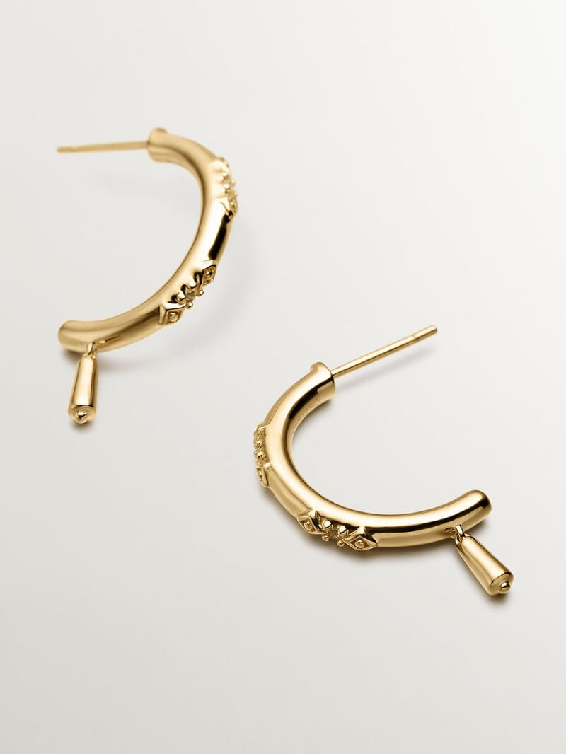 18K yellow gold plated 925 sterling silver half hoop single earring with white topaz image number 4