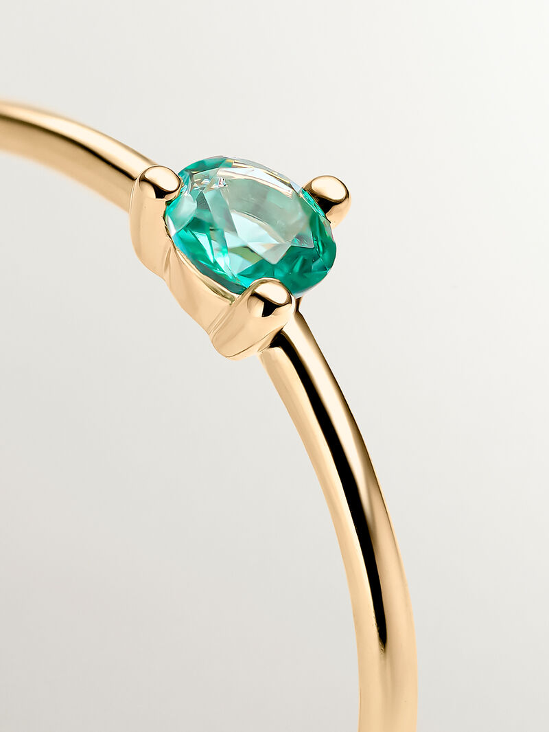 9K Yellow Gold Ring with Green Emerald image number 4
