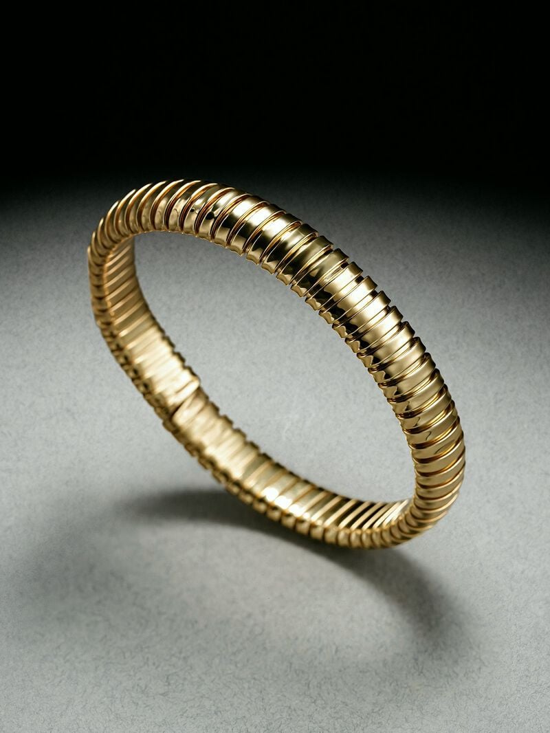 Tubogas S bracelet in 925 sterling silver plated with 18K yellow gold image number 3
