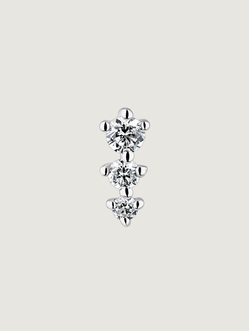 Single 18K white gold earring with triple diamond. image number 0